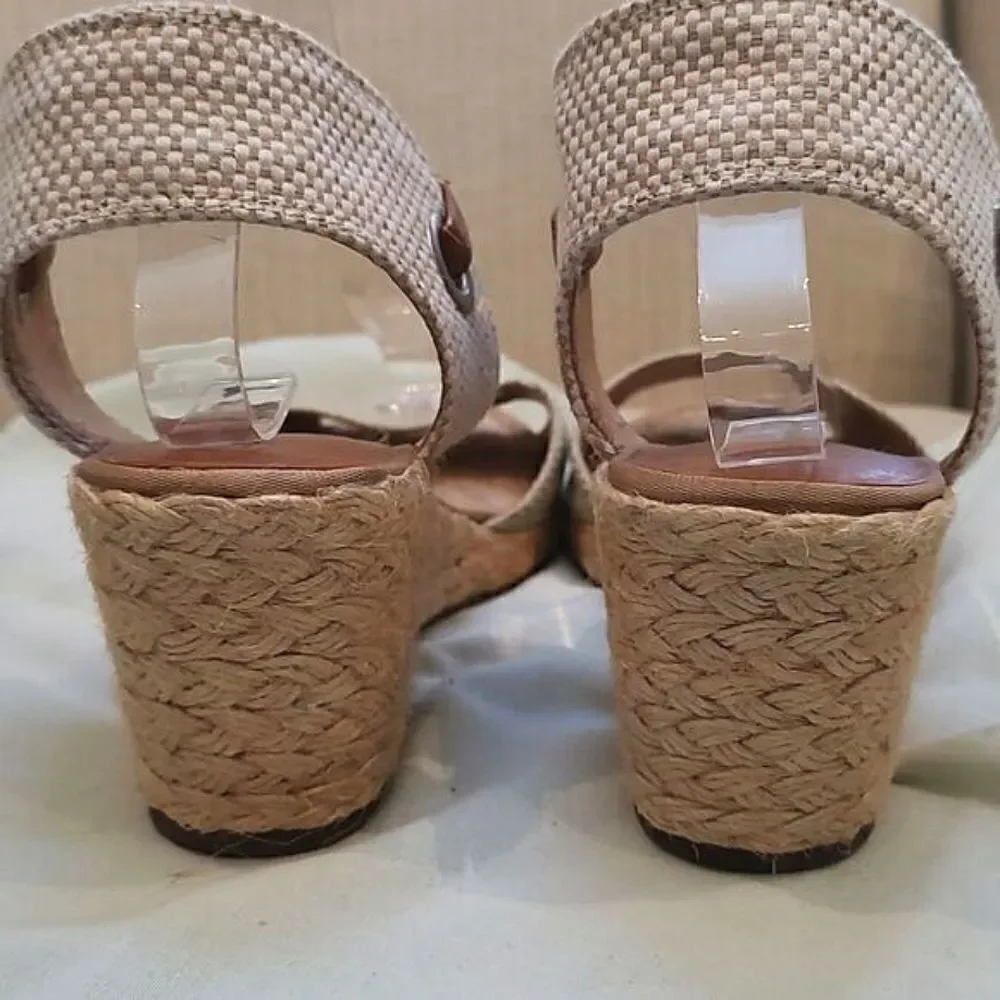 Lucky Brand Kyndra Open Toe Jute Espadrille Wedge Sandals Size 9.5M